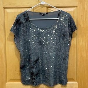 BOGO Forever 21 gray black sequin cap sleeve top sz M